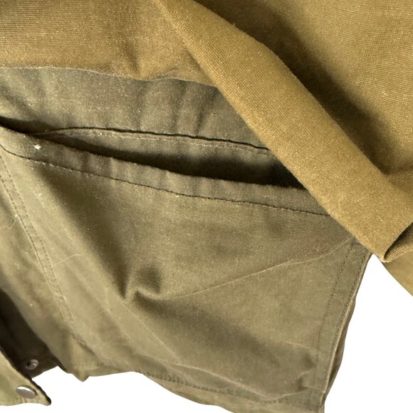 Zara Women's Green Waxed Canvas Jacket Chore Coat Corduroy Collar Oversized S - Picture 6 of 14